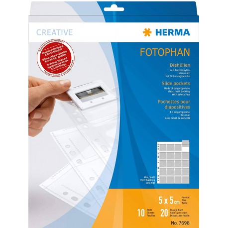Herma Pochettes diapos mat/transparentes 5x5 10 feuilles 