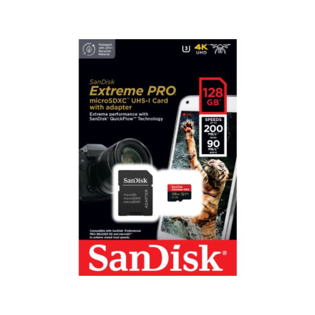 Carte mémoire SDXC SanDisk Extreme PRO 128 Go jusqu'à 200 Mo/s