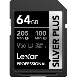 Lexar SD Silver Plus UHS-1 64GB V30 R205/W100MB/s