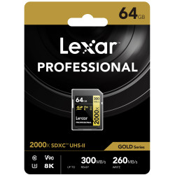 Lexar SD Pro Gold Series UHS-II 2000x 64GB V90